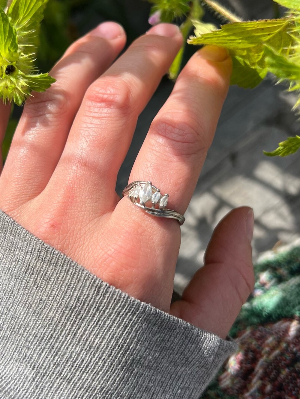 Silver 5 Stone Ring - Picture 2 of 10